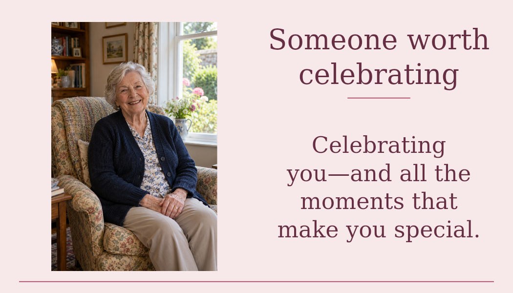 Fictional birthday digital card with a personal message