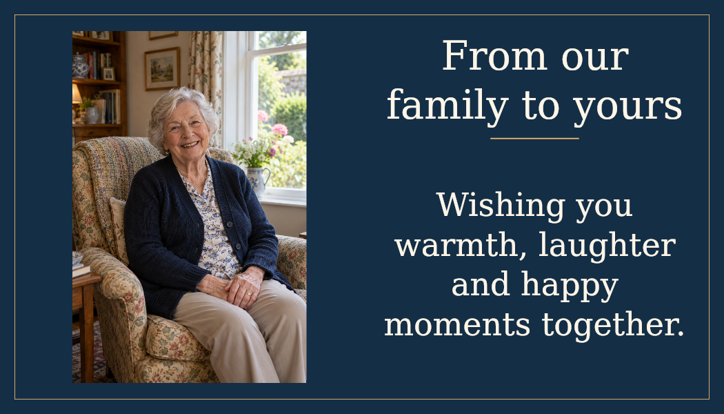Fictional Season’s Greetings digital card with a personal message